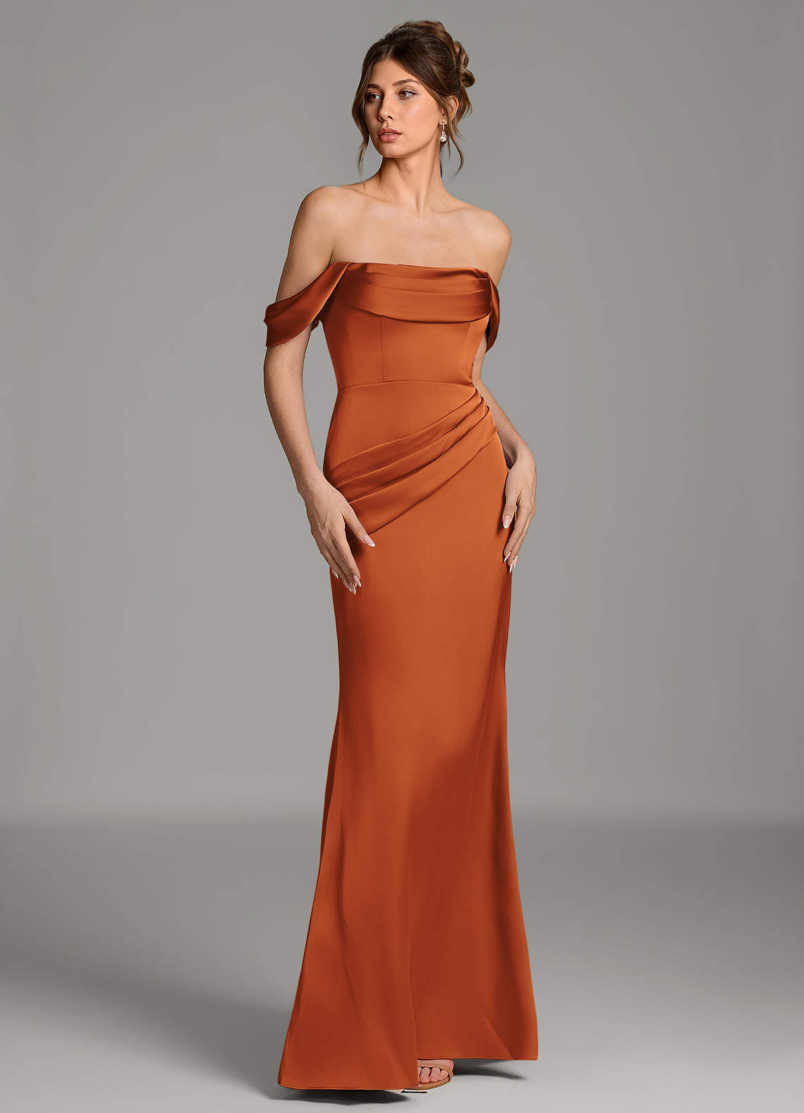 cinnamon bridesmaid dresses Azazie Alanis line skirt that falls