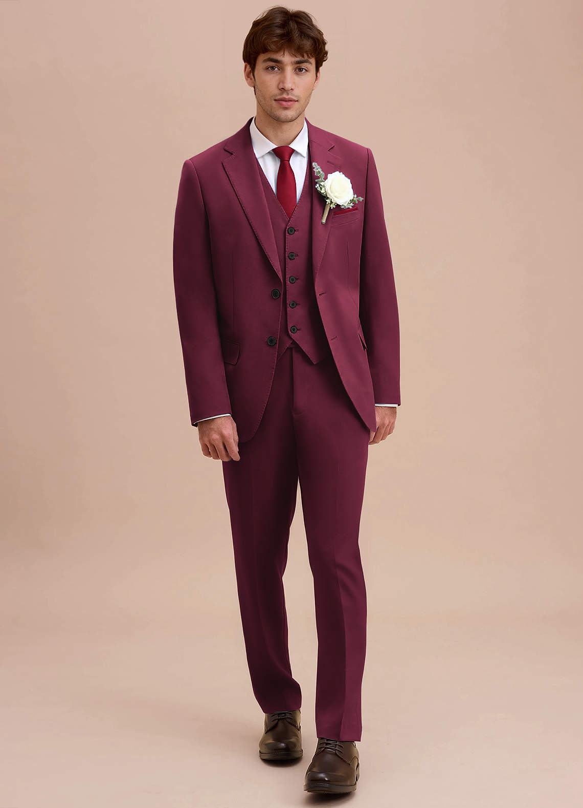 front Ethan Burgundy Refined Weave Performance Suit Jacket
