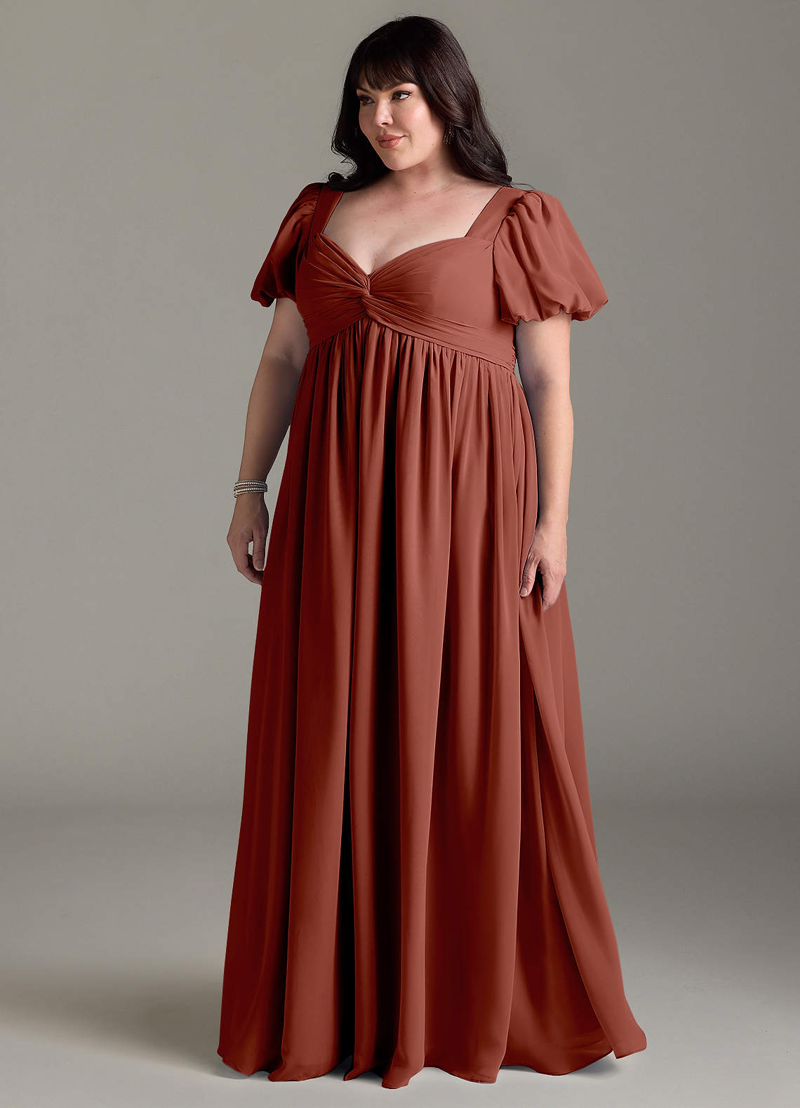 Azazie Madisynn Probar vestidos en casa Vestido de Lazo Hasta el suelo Gasa image7