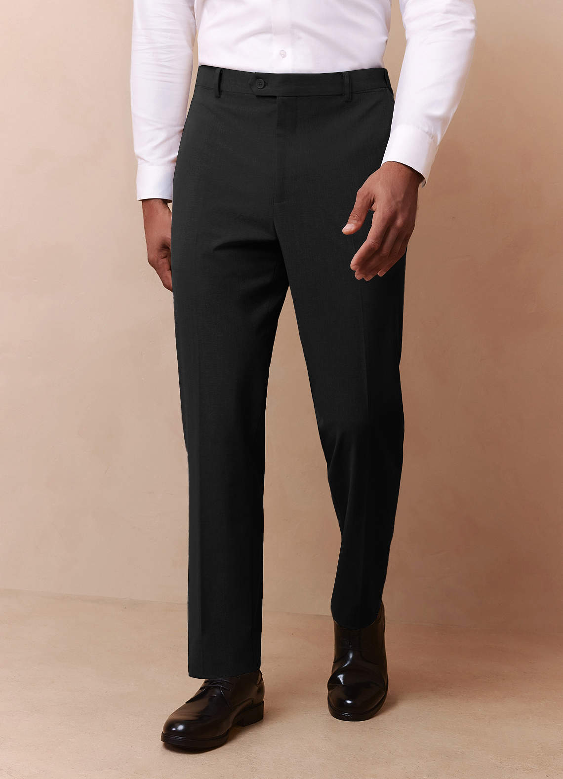 front Savile Black Wool Blend Dress Pants