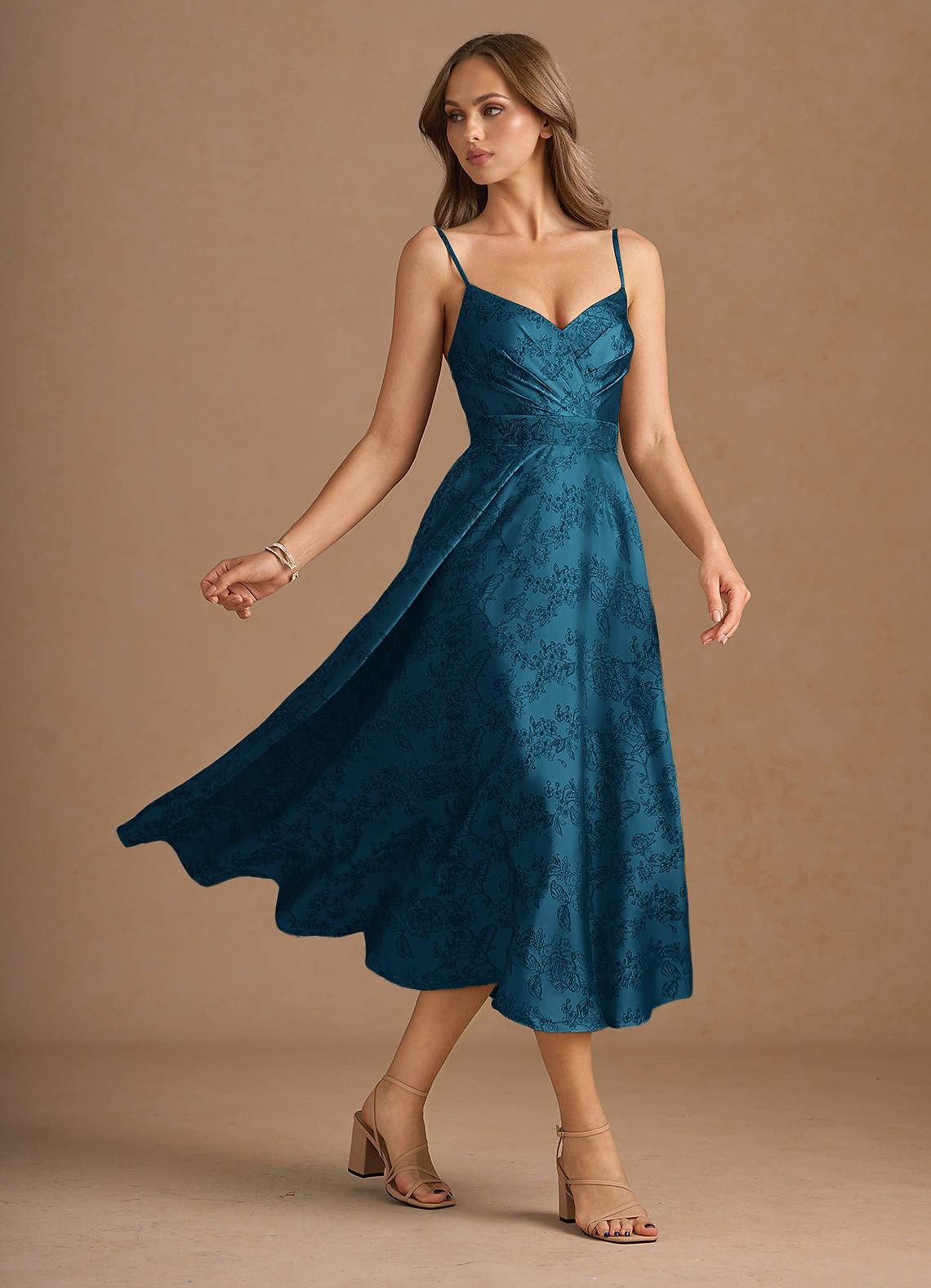 Katriel Navy Black Midi Dress | Azazie