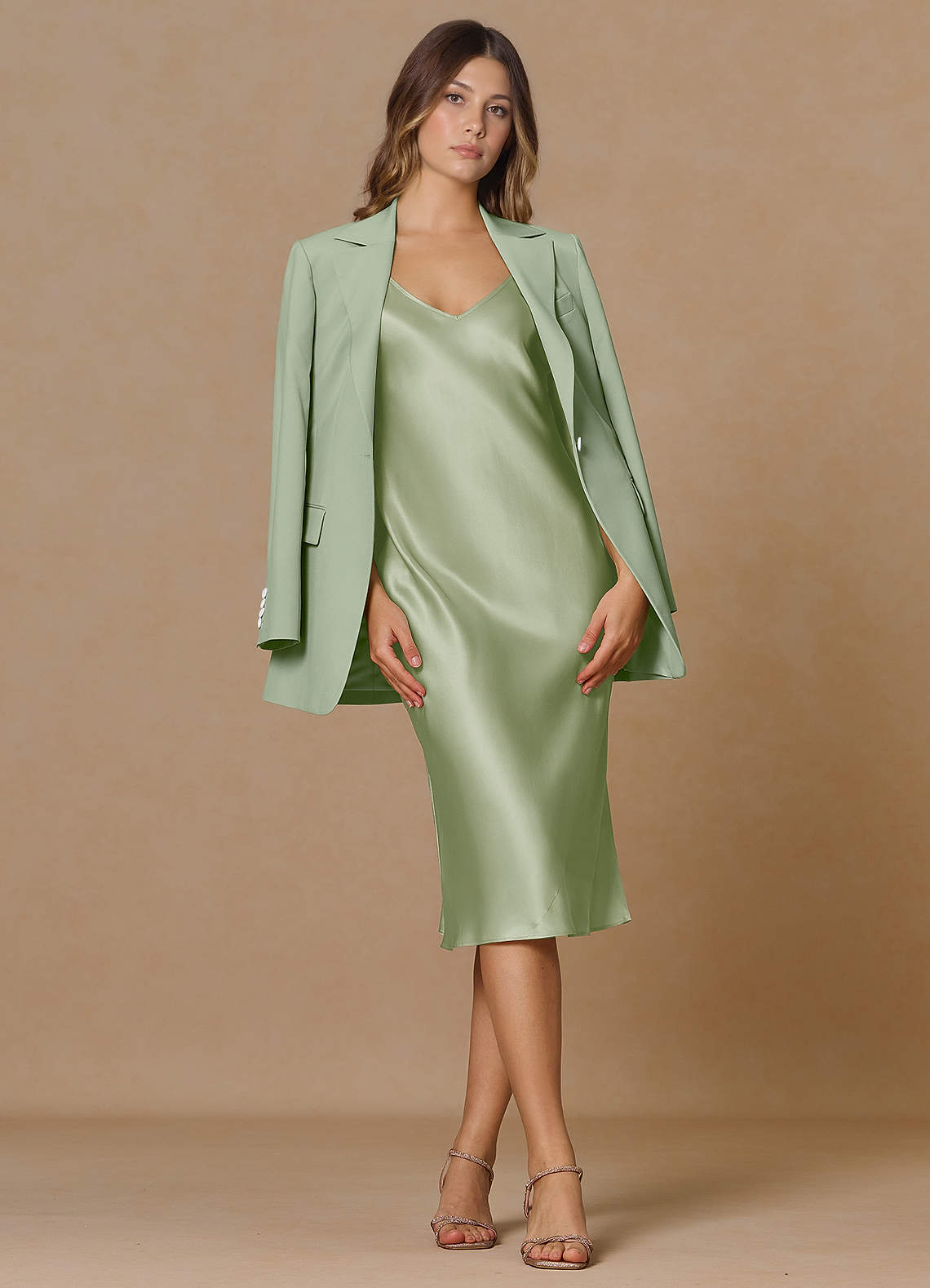 front Rowan Dusty Sage Refined Weave Performance blazer