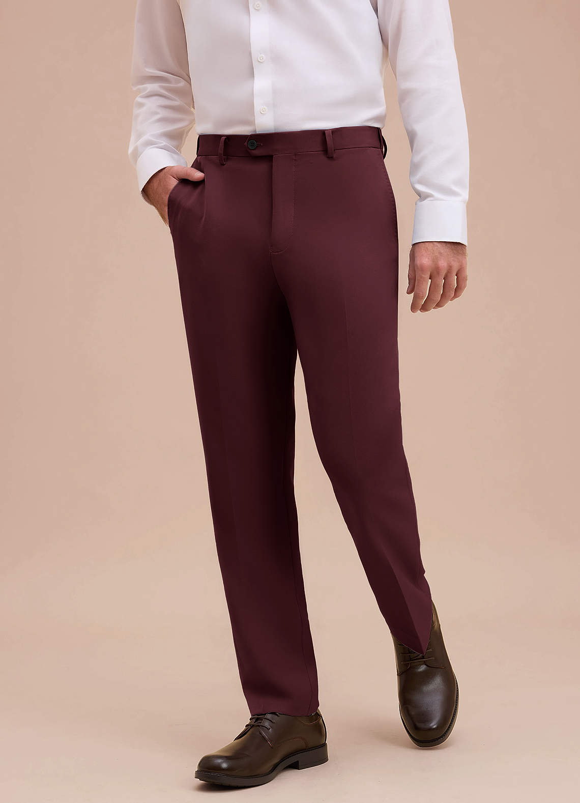 front Ethan Cabernet Refined Weave Performance Dress Pants