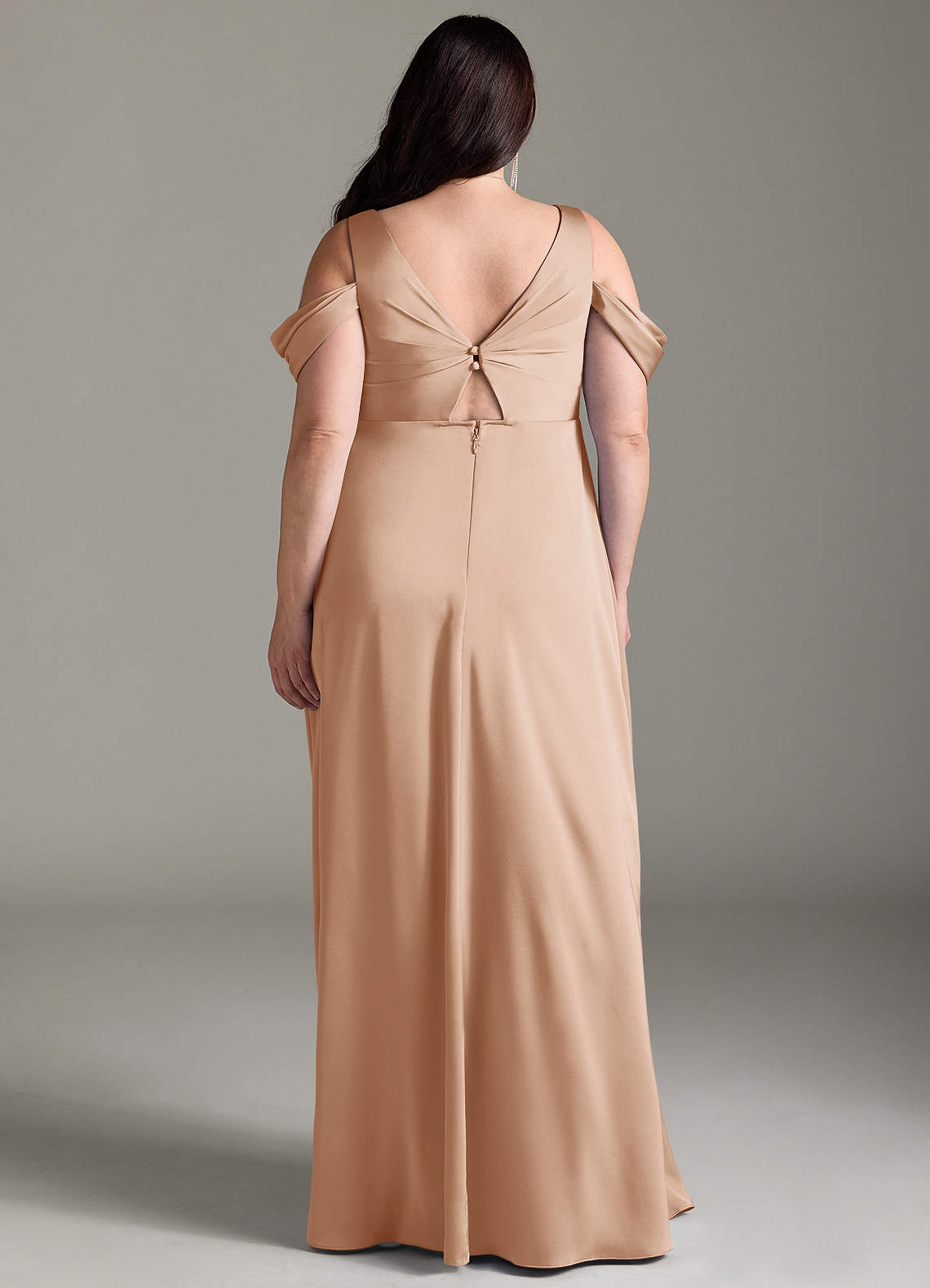 Azazie Rhea Maternity Bridesmaid Dresses A-Line Off-The-Shouler Pleated Stretch Satin Floor-Length Dress image8