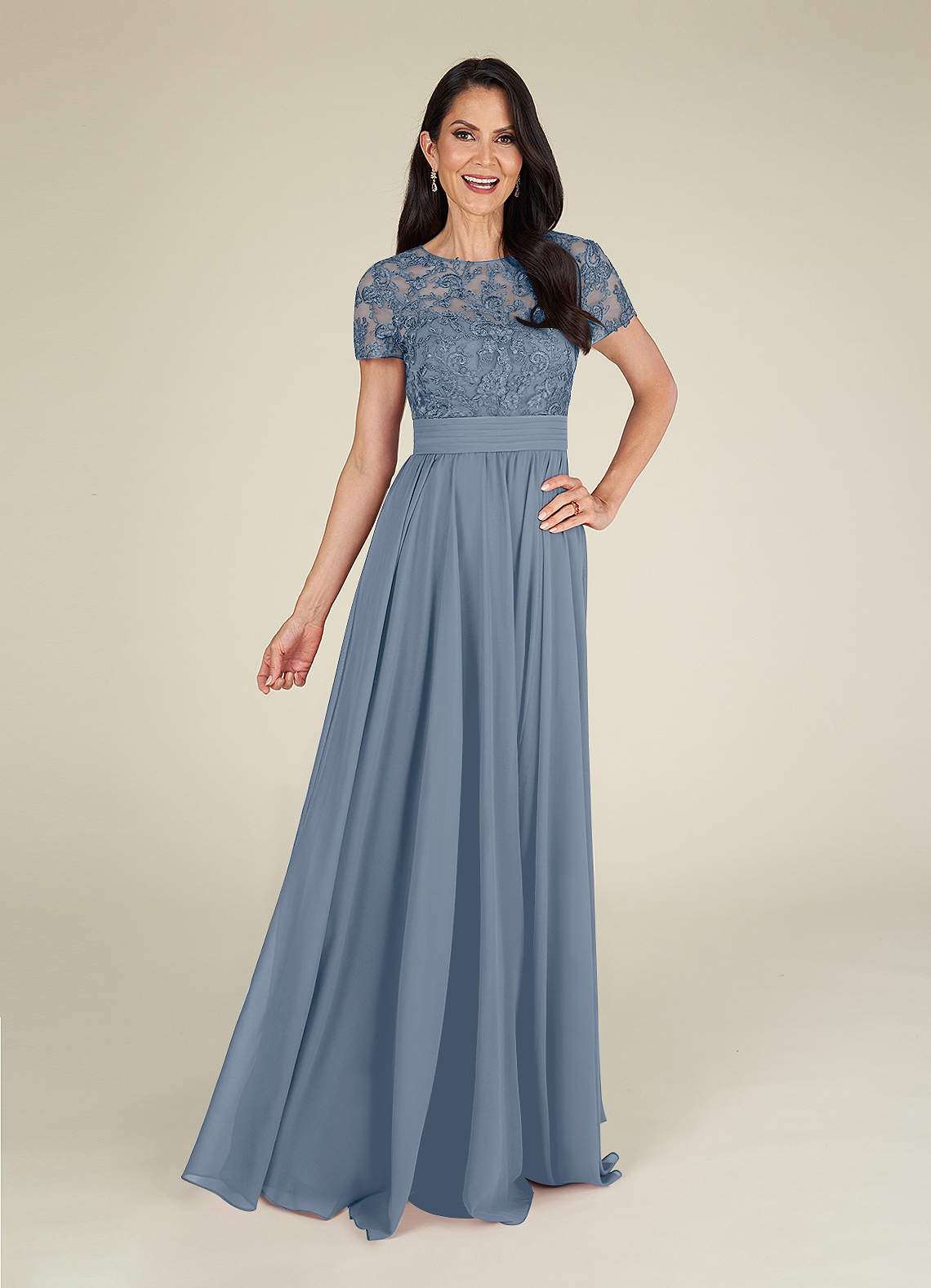 Azazie Annette Mother of the Bride Dresses Twilight A-Line Lace Chiffon Dress image2