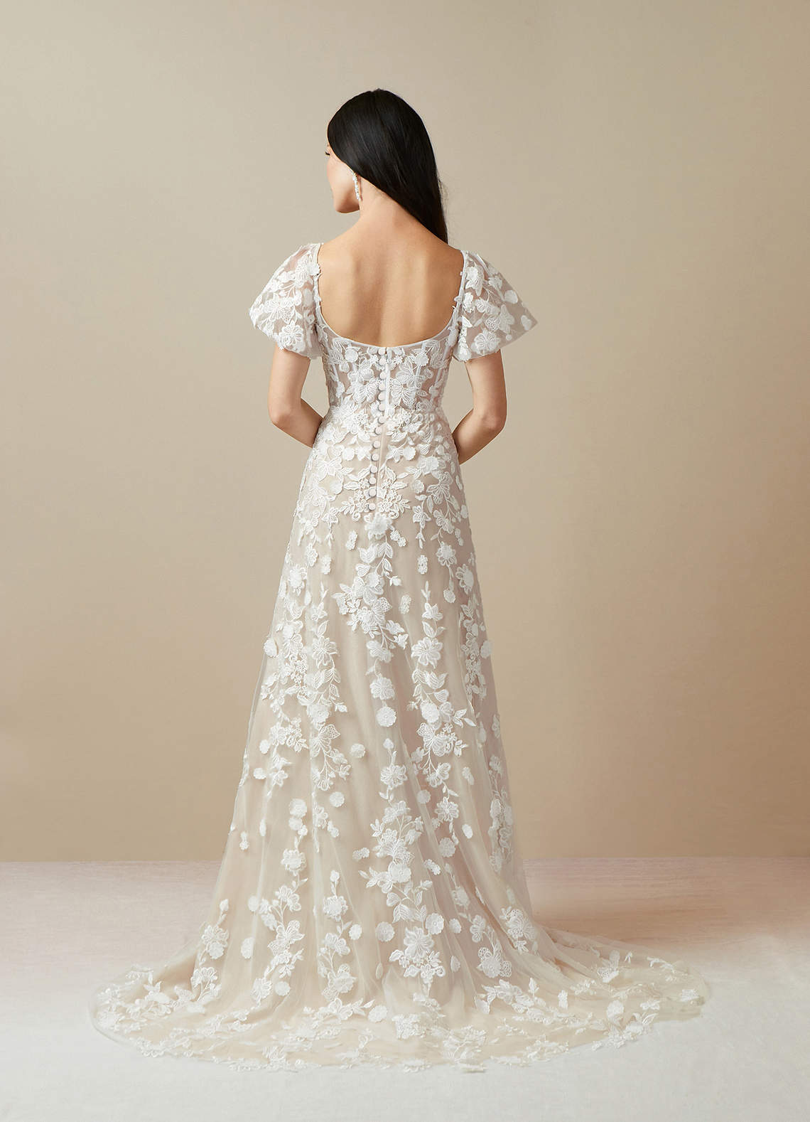10910 Ecru Tassel Sweetheart Lace Dress