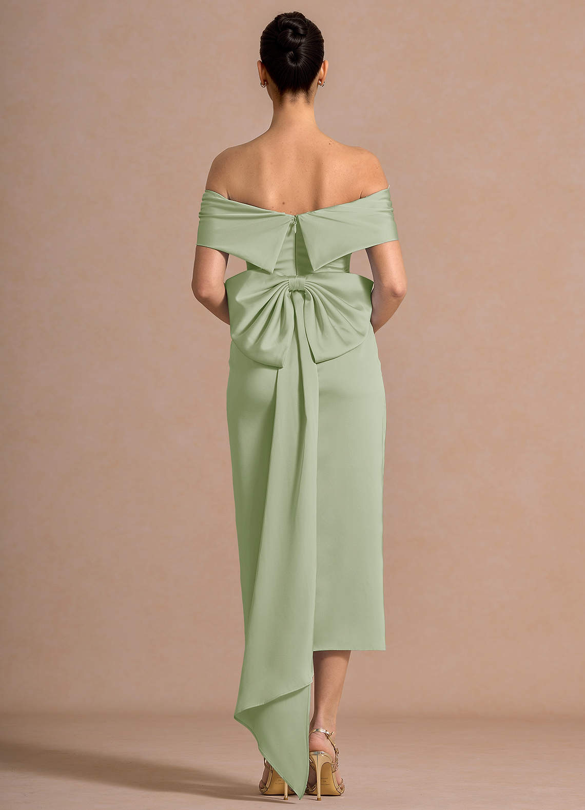 light green satin midi dress Sage Green Satin Midi Dress, Open Back Dress, Wedding Guest Dress, Elegant Bridesmaid Dress, Garden Party Outfit