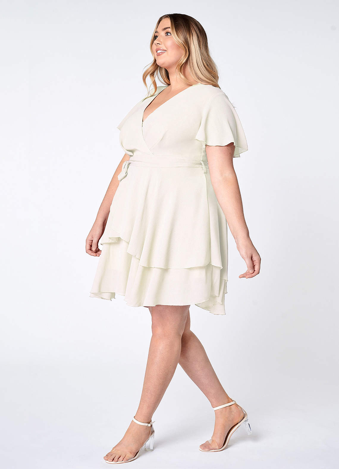 Downright Darling Ivory Ruffled Short Sleeve Mini Dress image1