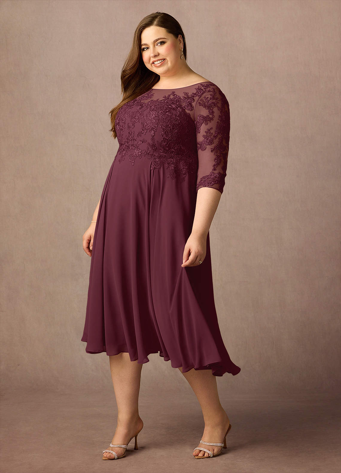 Azazie Marge Mother of the Bride Dresses Cabernet A-Line Scoop Lace Chiffon Dress image8