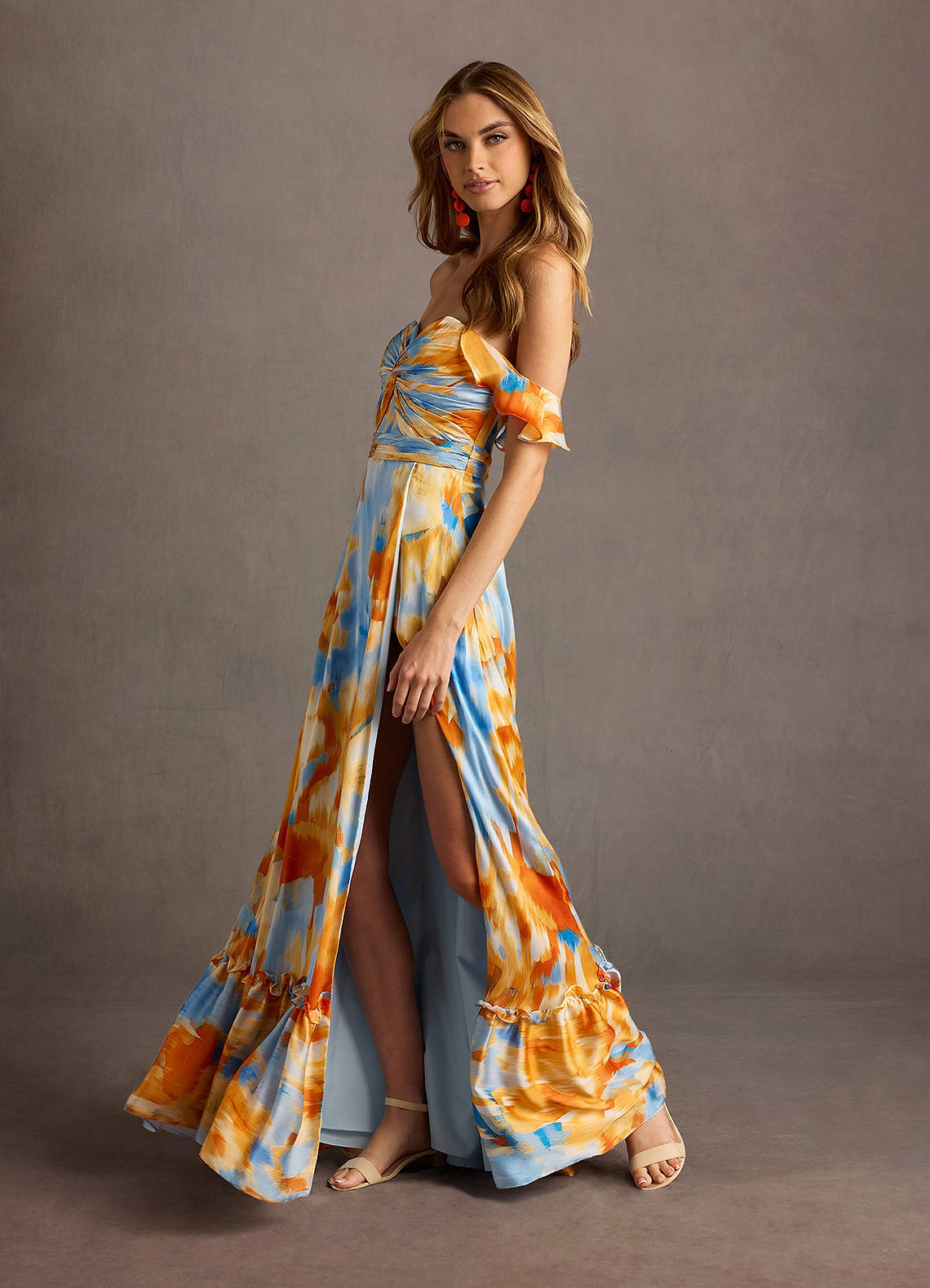 open lace back dress Blue and Orange Ombre Maxi Dress