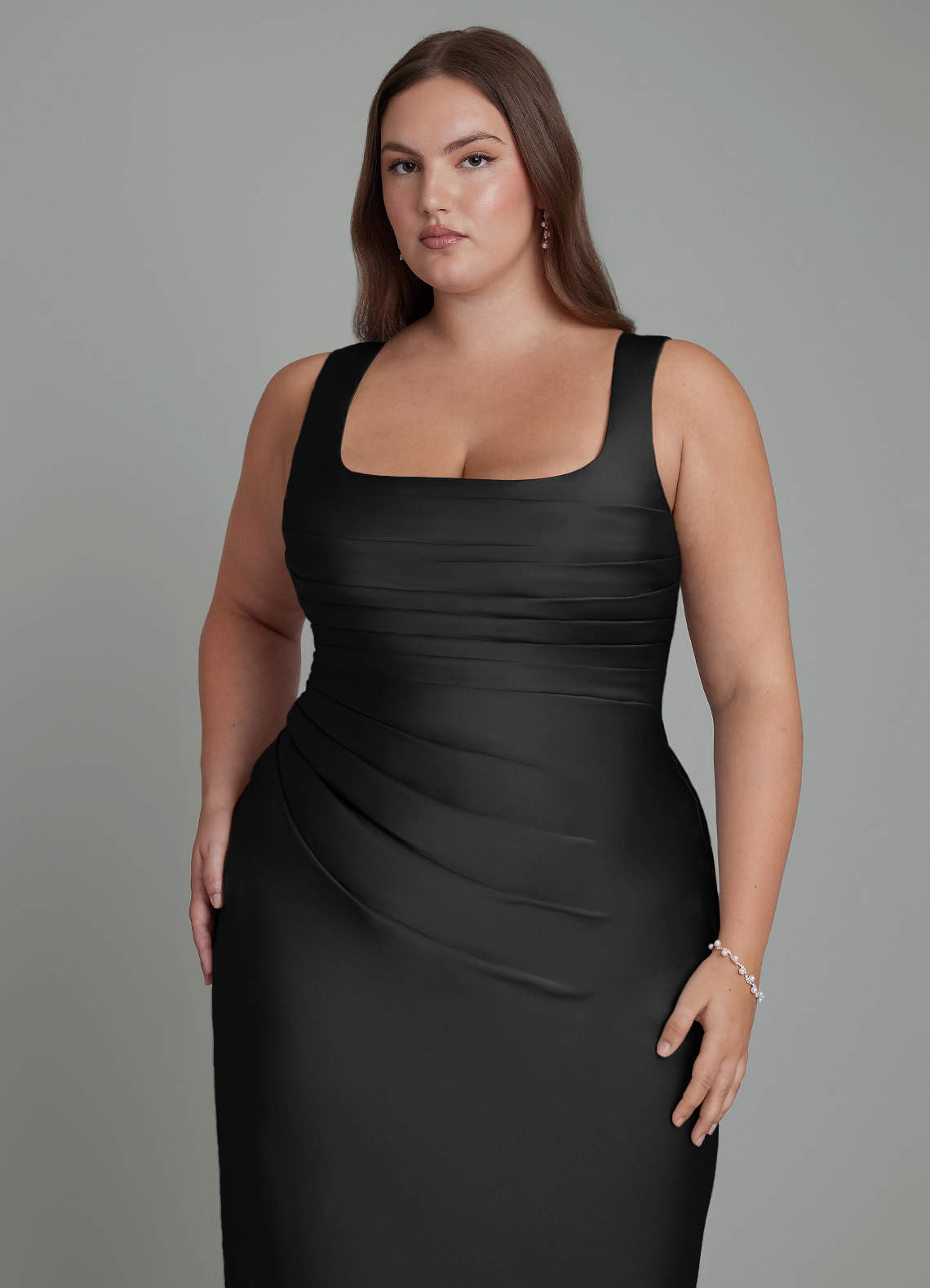 Azazie Agustina Bridesmaid Dresses Black Mermaid Corset Stretch Satin Dress image11