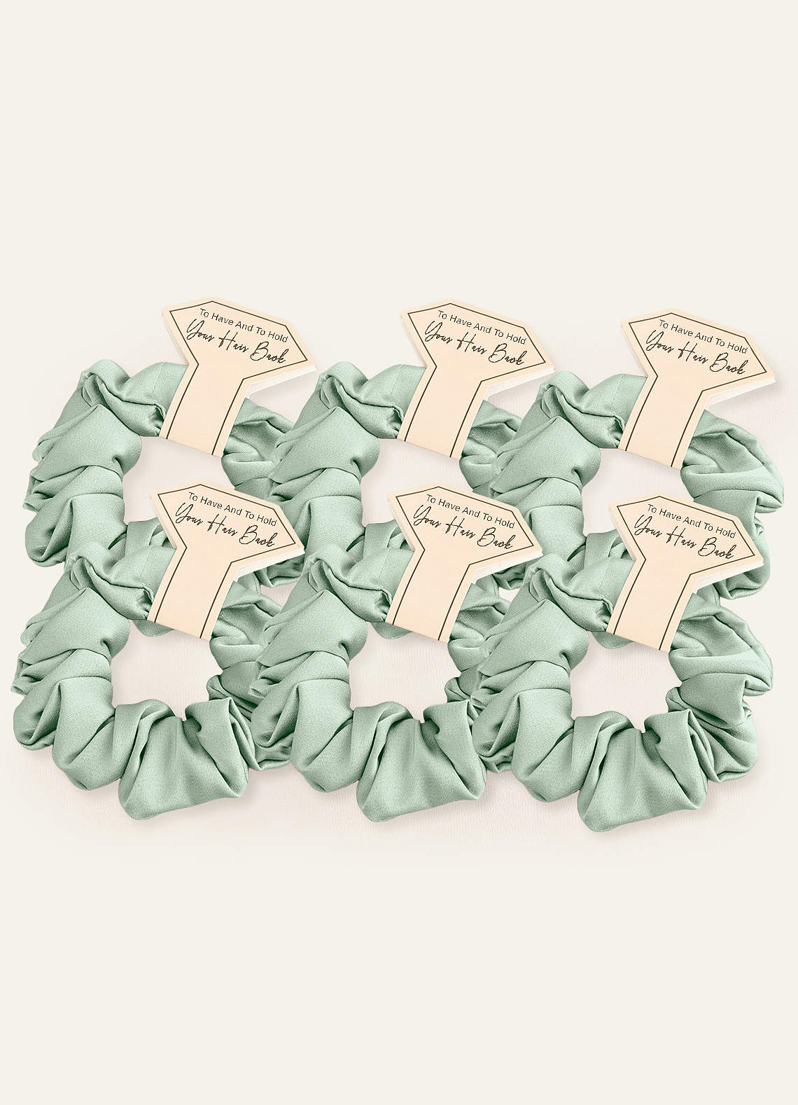 front Matching Color Six-Piece Bridesmaid Stretch Satin Regular Size Scrunchie Set