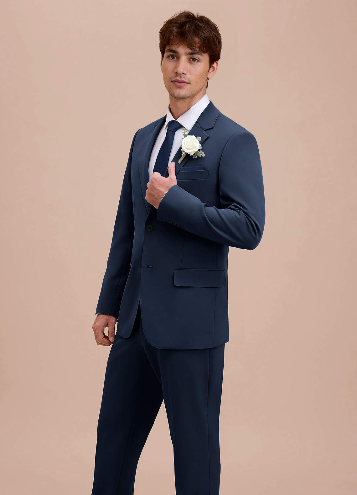 front Ethan Dark Navy Refined Weave Suit Jacket
