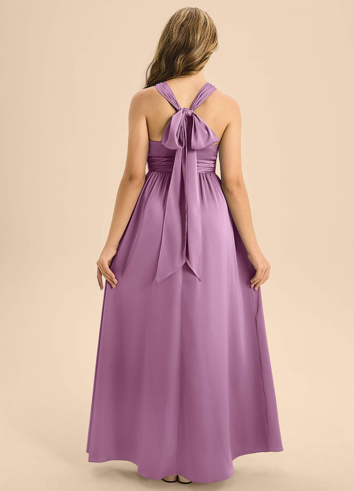 wisteria junior bridesmaid dresses Wavy U-neck Chiffon Junior Bridesmaid Dress, Wisteria