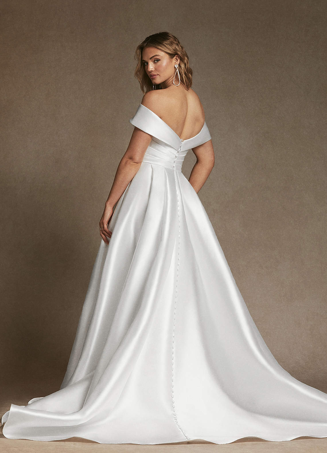 Azazie Michelle Wedding Dresses Diamond White A-Line Off the Shoulder Mikado Dress image1
