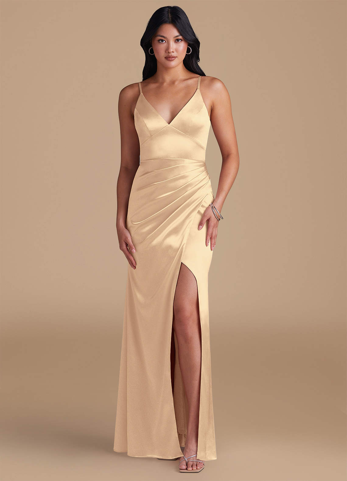 Azazie Shania Gold Metallic Satin Bridesmaid Dresses | Azazie Azazie Shania Gold Metallic Satin Bridesmaid Dresses | Azazie