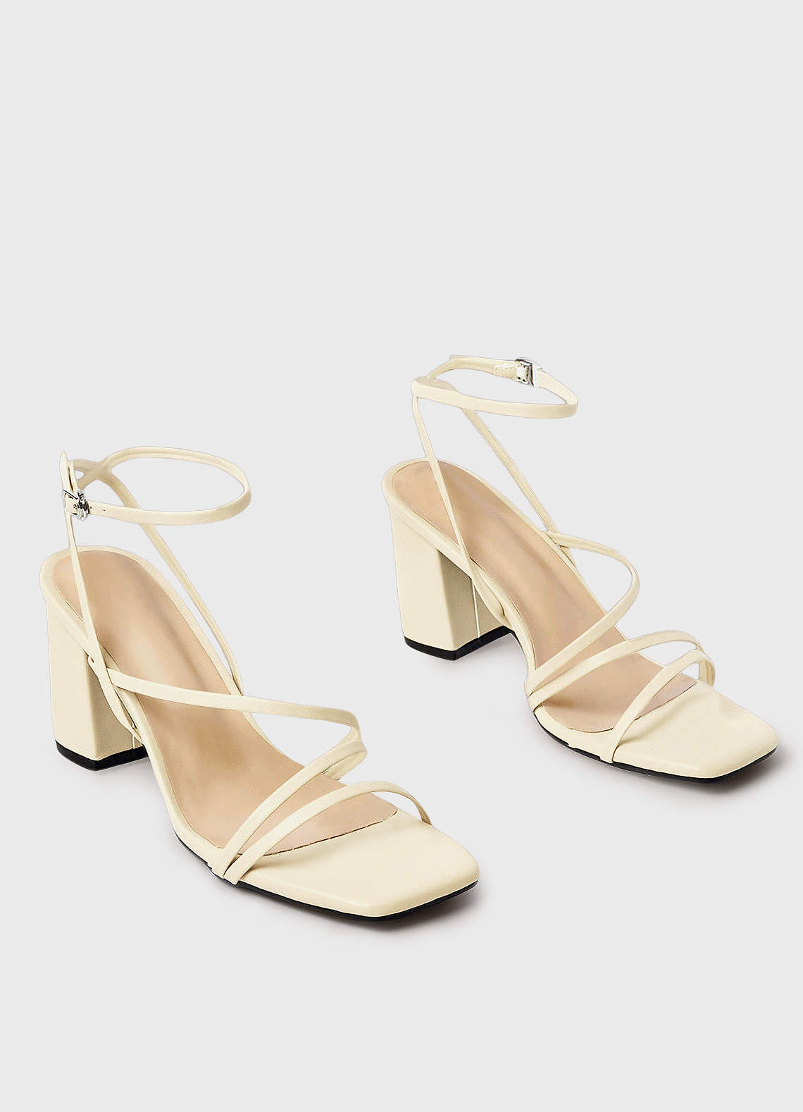 front Ankle Strap Block Heel Sandals