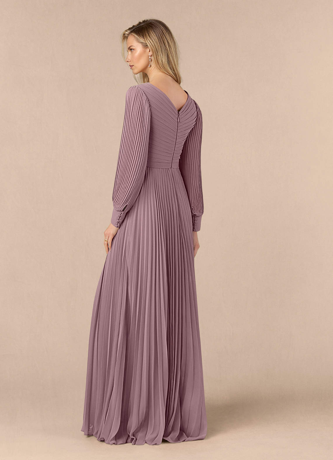 Azazie Zina Mother of the Bride Dresses Dusty Rose A-Line Pleated Chiffon Dress image2
