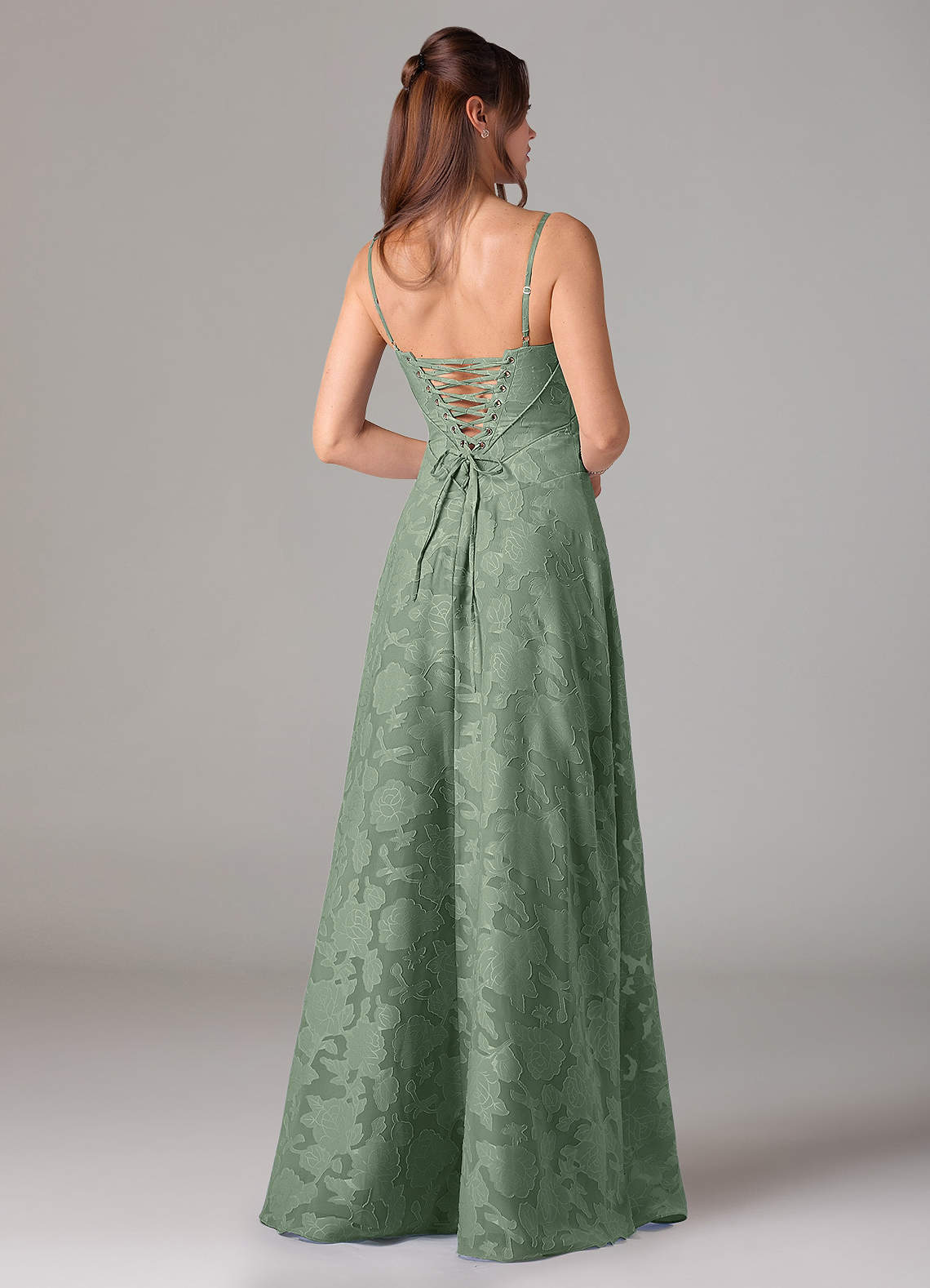 Azazie Valentine Bridesmaid Dresses Matcha A-Line Sweetheart Neckline Floral Burnout Dress image4