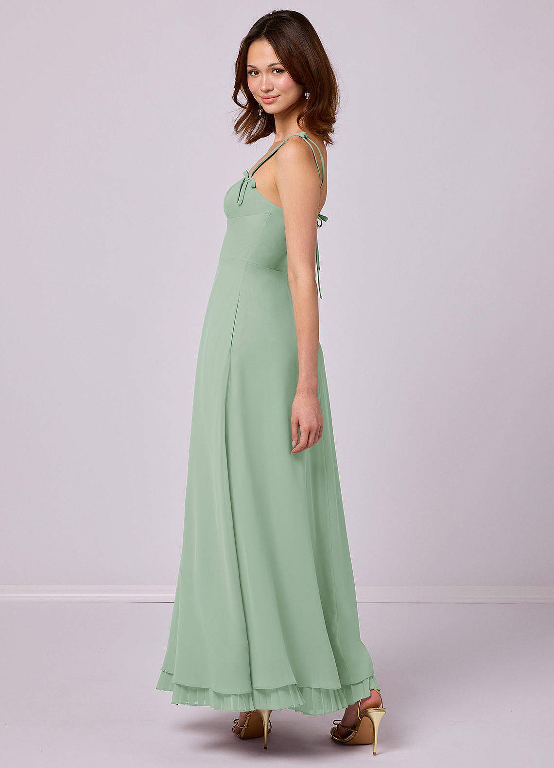 Barbie ♥ Azazie Bridesmaid Dresses Agave A-Line Pleated Chiffon Dress image4