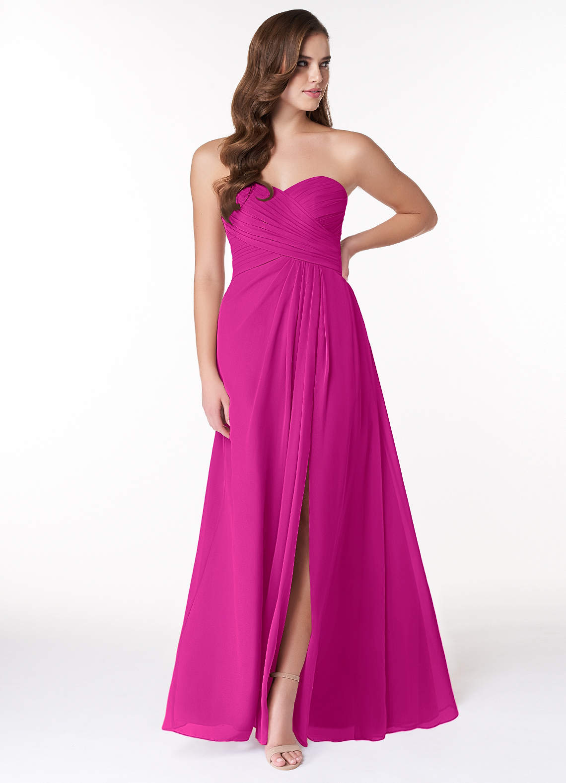 Azazie Arabella Allure Bridesmaid Dresses Fuchsia A-Line Sweetheart Neckline Chiffon Convertible Dress image1