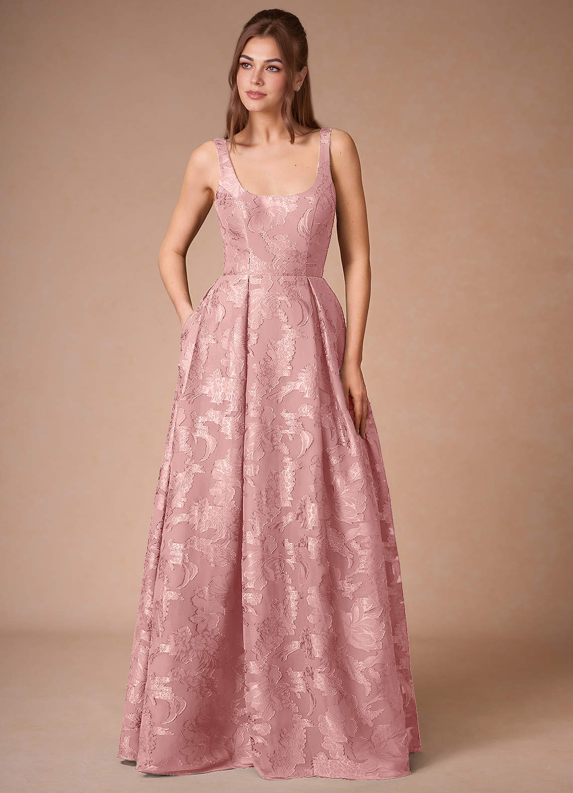 Althea Coral Pink Tie-Back Maxi Dress image1
