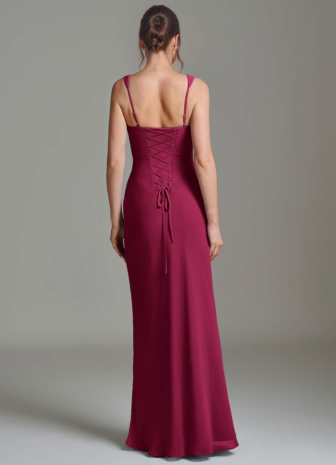 Azazie Niamh Bridesmaid Dresses Burgundy Mermaid Corset Chiffon Dress image1