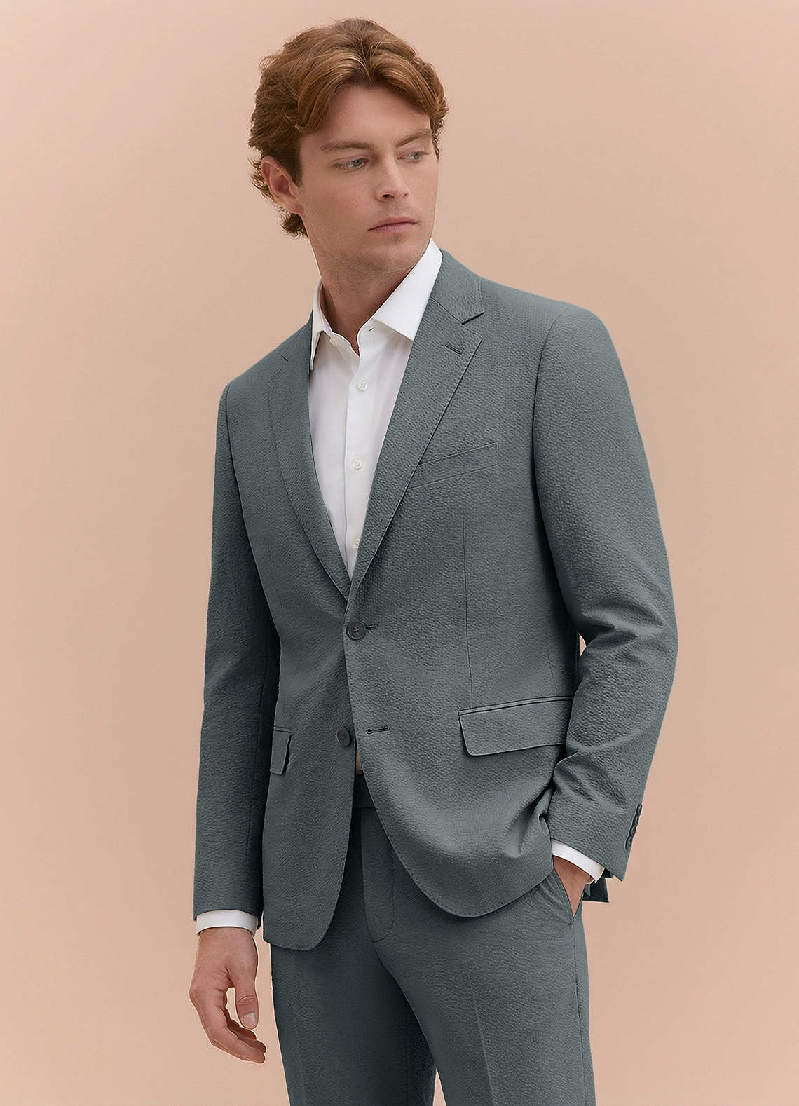 Miles Grey Seersucker Suit Jacket | Classic Long Suit Jackets | Azazie
