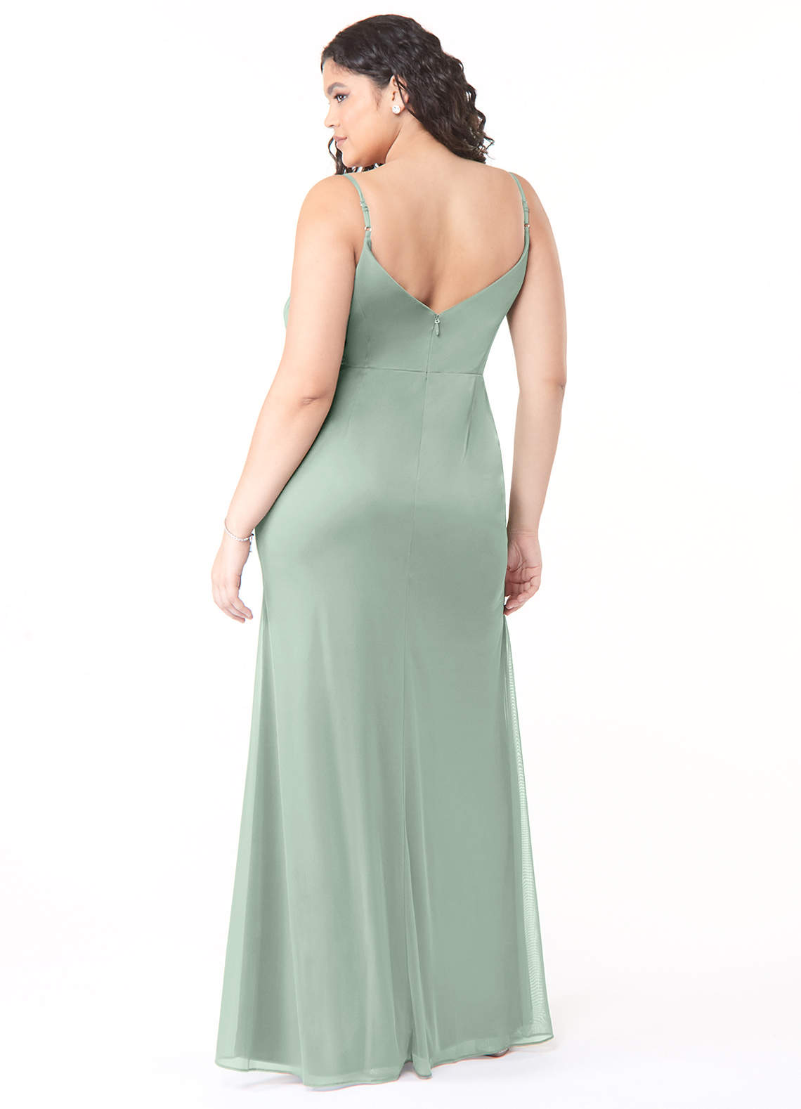 Azazie Deandra Essayer des robes à la maison Robe Sirène en Maille Plissée Agave image6