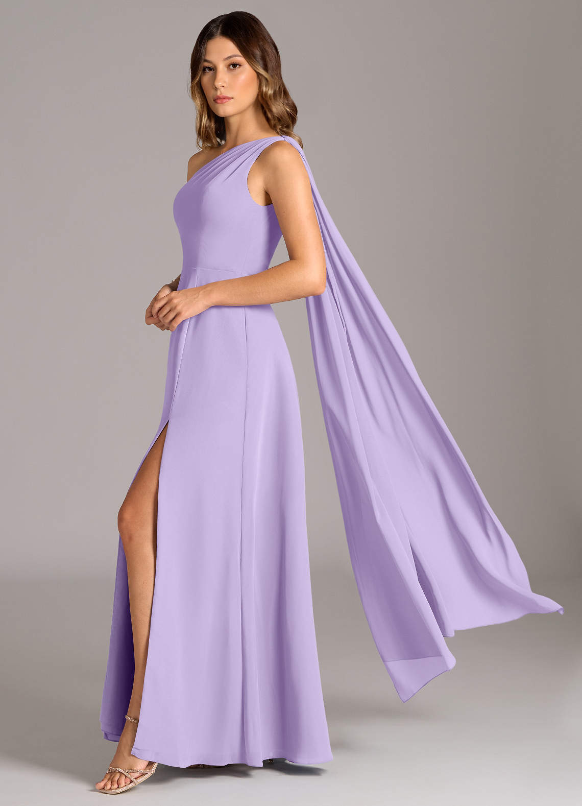 white christmas dresses Hallie One Shoulder Bow Maxi Dress / Lilac | Meshki main image 1