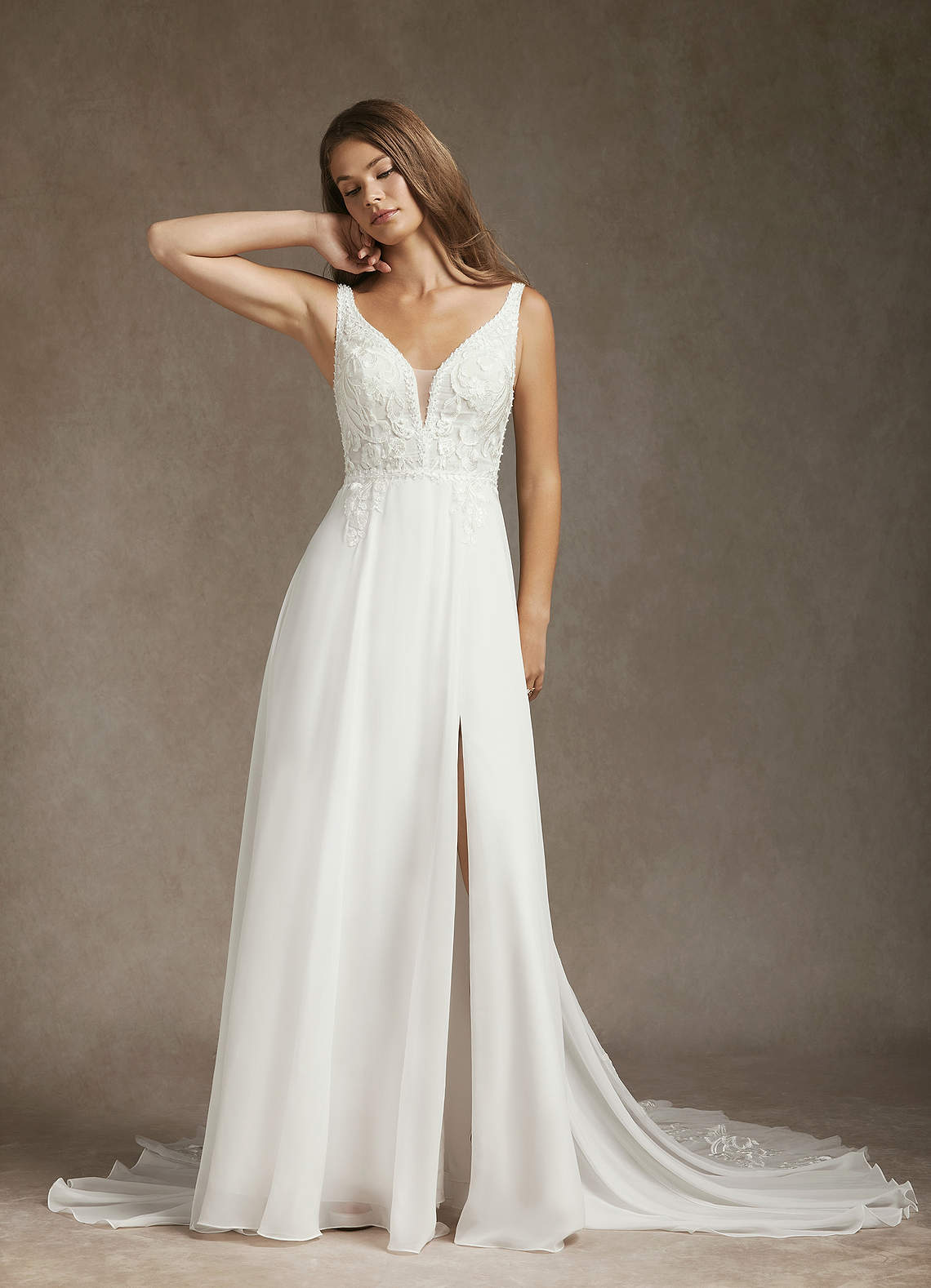 Azazie Cerelia Diamond White Champagne A-Line Sequins