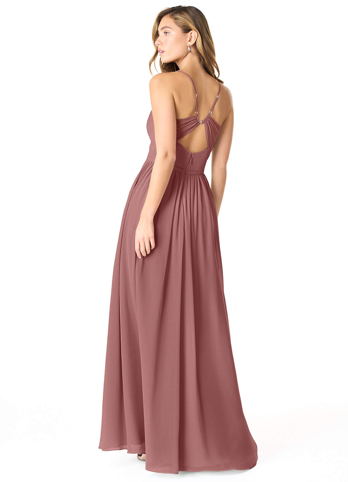 Azazie A-Line V-Neck Floor-Length Chiffon Bridesmaid Dresses - Desert Rose Azazie A-Line V-Neck Floor-Length Chiffon Bridesmaid Dresses - Desert Rose