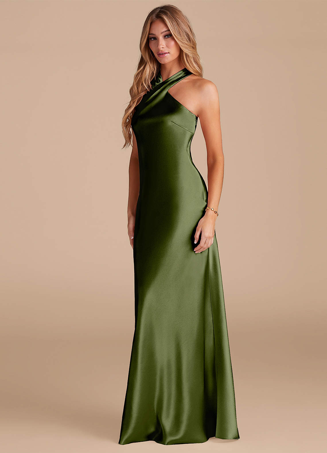 Azazie Doretta Klänningar att prova hemma Klä av Sjöjungfru i Metallisk satin Rosett Espresso image3