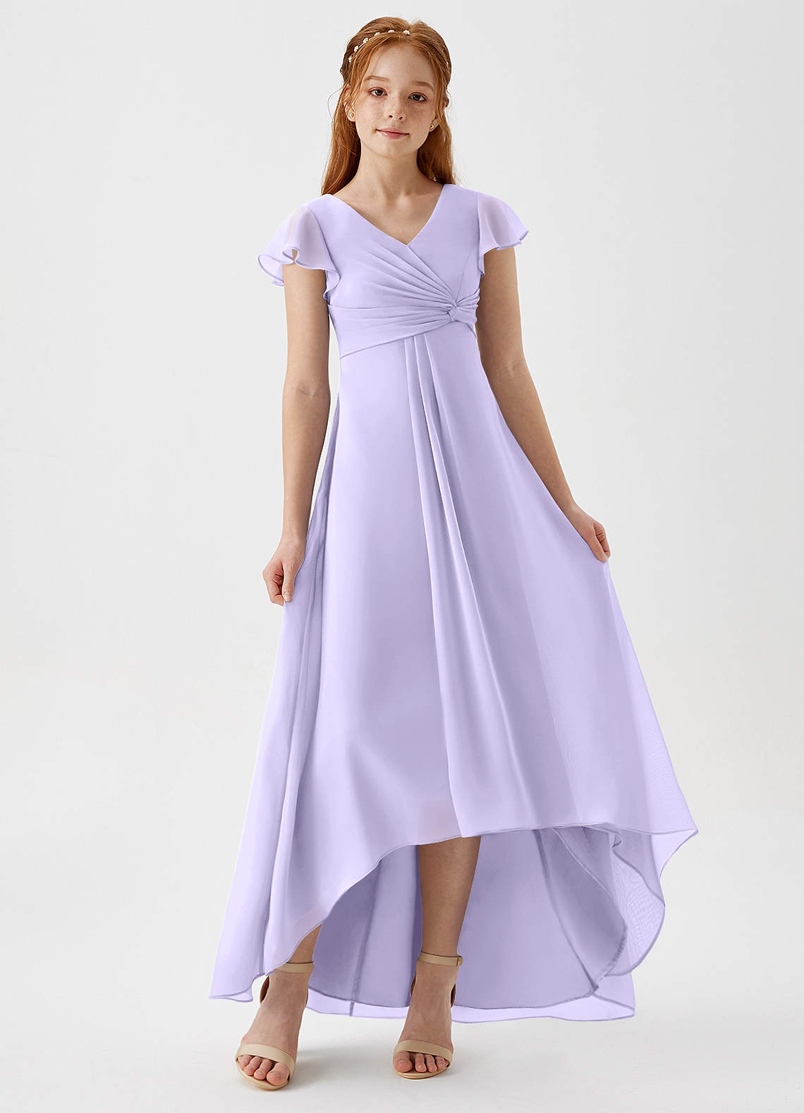 Azazie Breanne Junior Lilac A-Line Chiffon Dress image1