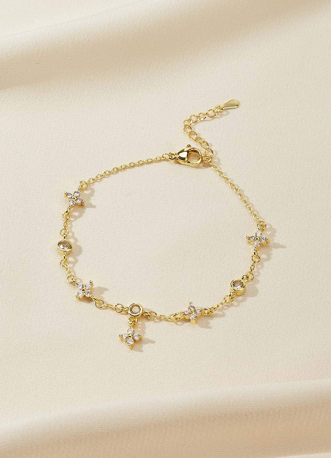 front Four-leaf Flower Zircon Bracelet