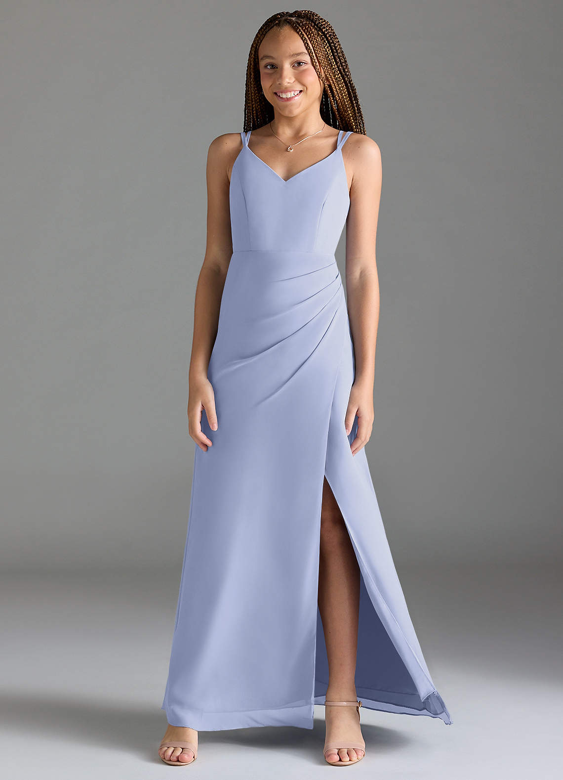 Azazie Leo Junior Lavender Mermaid Pleated Chiffon Dress image1