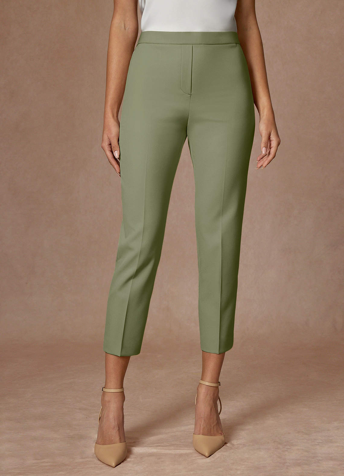 front Kennedy Pistachio Structured Stretch Dress Pants