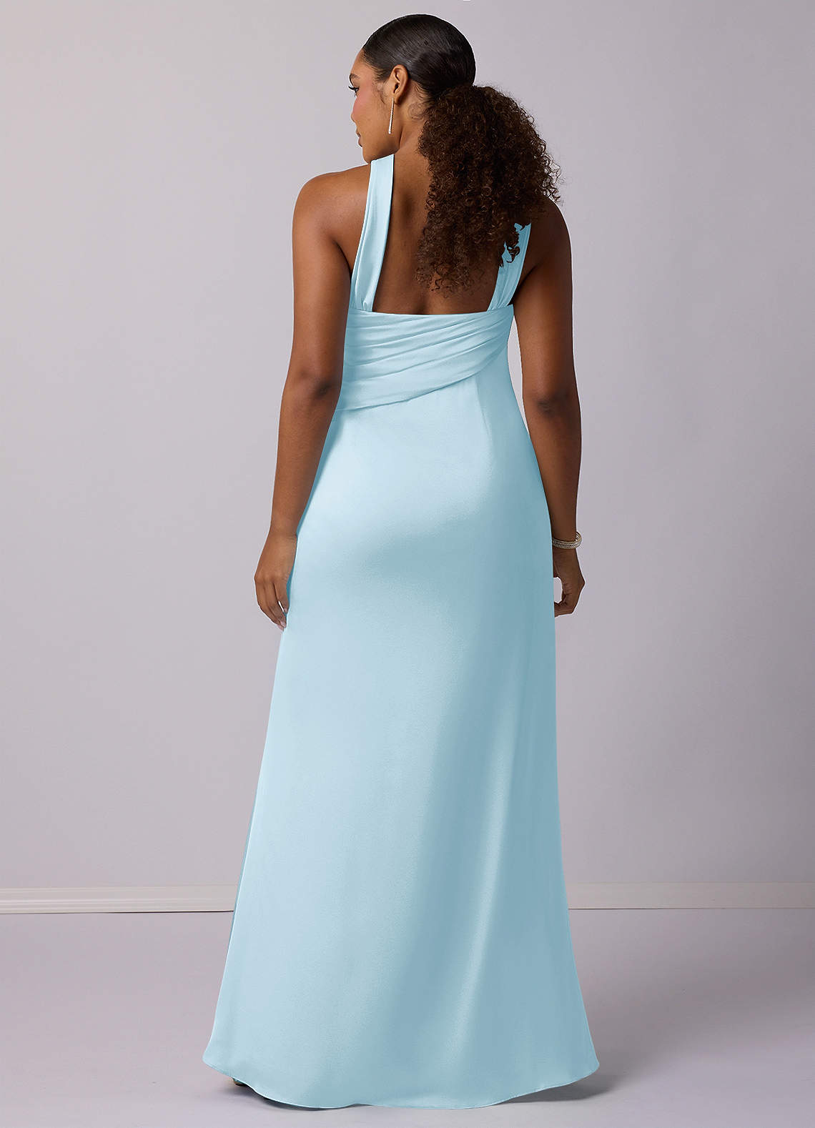 Barbie ♥ Azazie Bridesmaid Dresses Sky Blue Mermaid One Shoulder Stretch Satin Dress image6