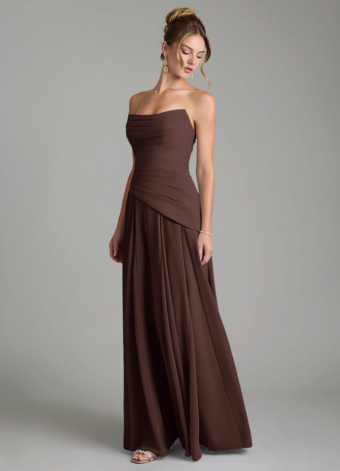 Azazie Gabriela Bridesmaid Dresses Ganache A-Line Corset Chiffon Dress image5
