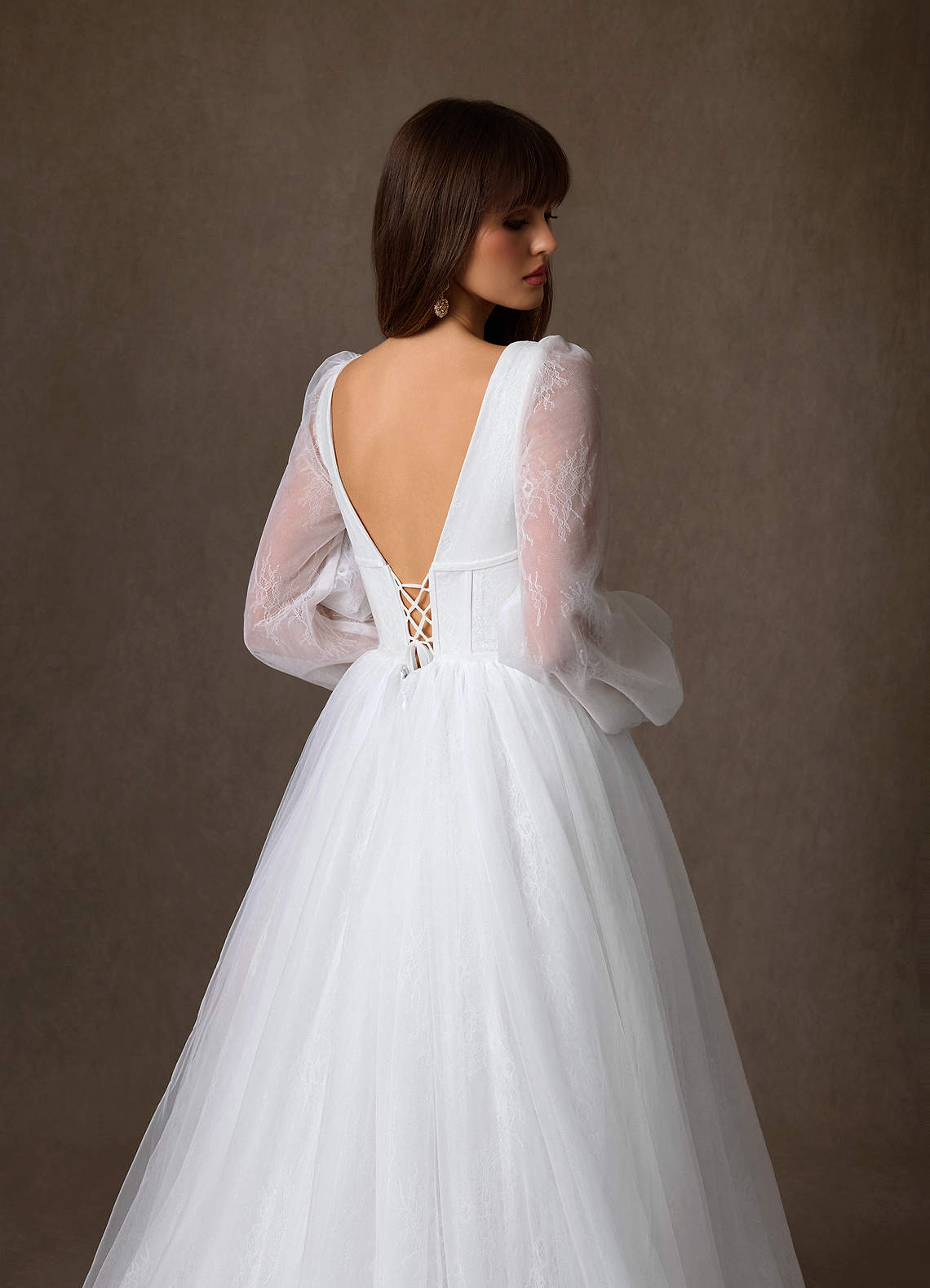Azazie Cressida Wedding Dresses Diamond White Ball-Gown Lace Tulle Dress image13