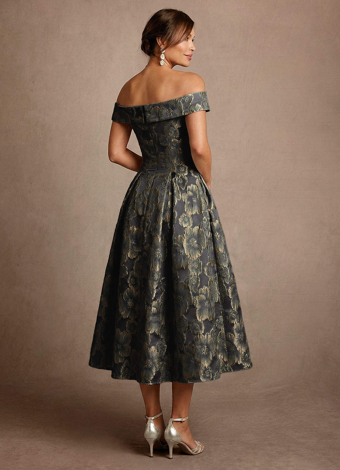black and green off the shoulder dress Elegant Elena Maxi Dress in Emerald main image 0