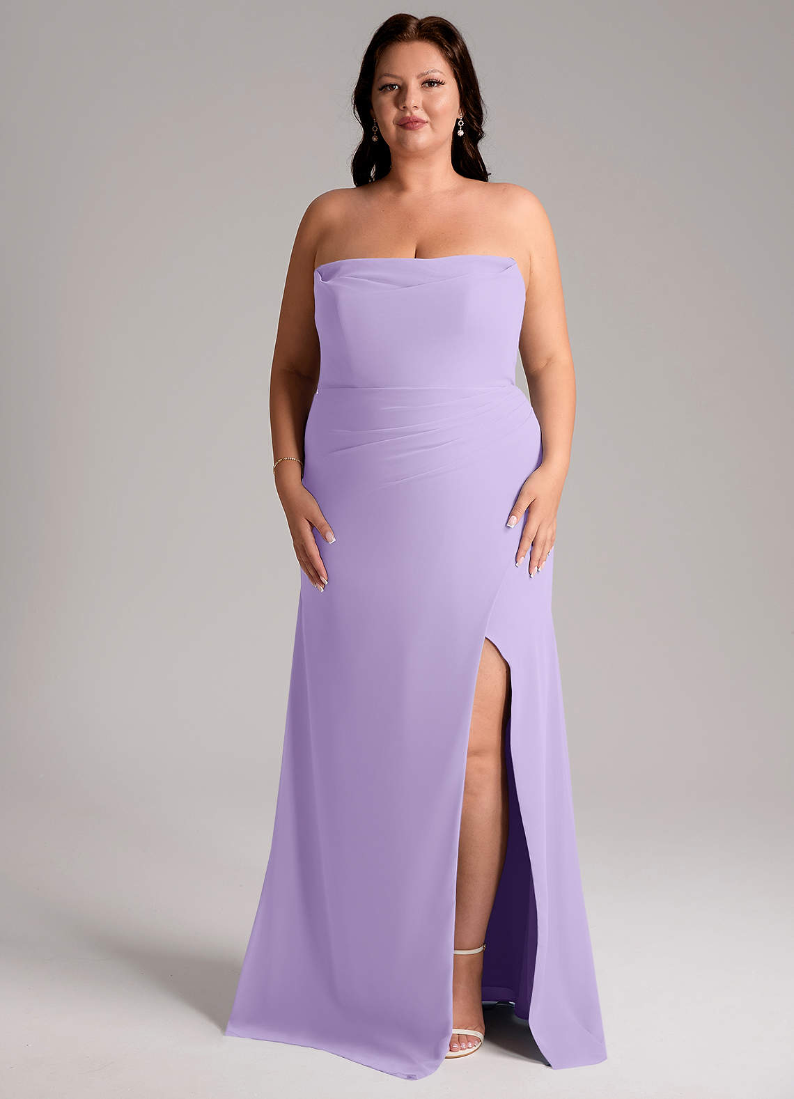 Azazie Leonis Bridesmaid Dresses Lilac Sheath Strapless Chiffon Convertible Dress image10