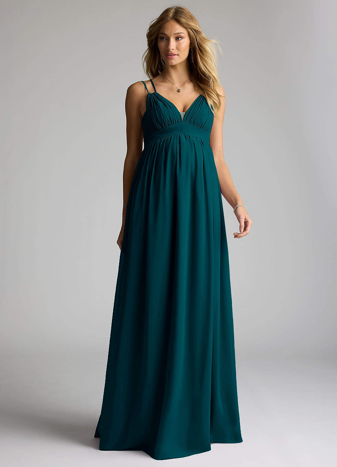 Azazie Emree Brautjungfernkleider für Schwangere A-Linie Chiffon Bodenlänge Kleid image1