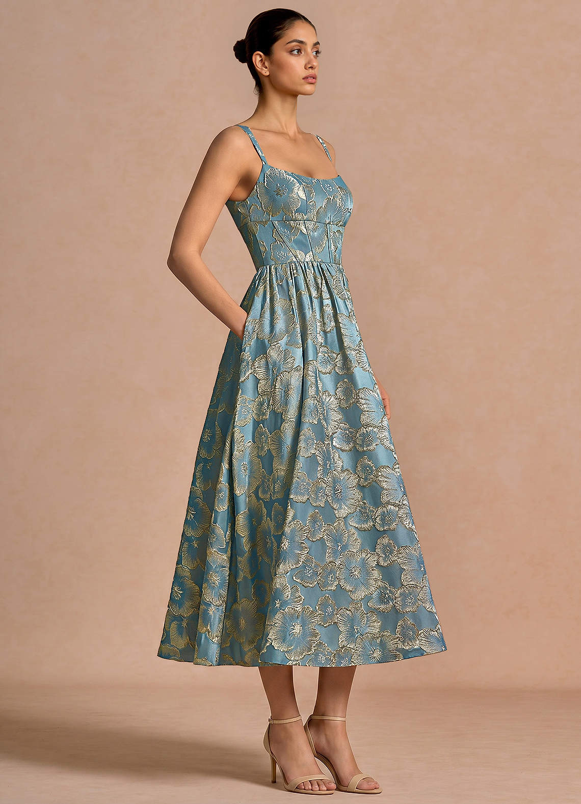 lake blue bridesmaid dresses Julietteh Midi Dress Size:US 15.5 flattering bodice excluded_flash_sale Lizzo Sizzles in a