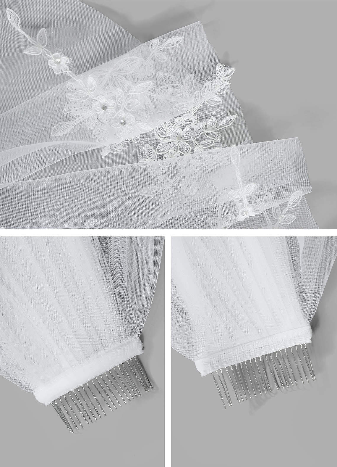 front Rose Lace Elbow Length Veil With Blusher