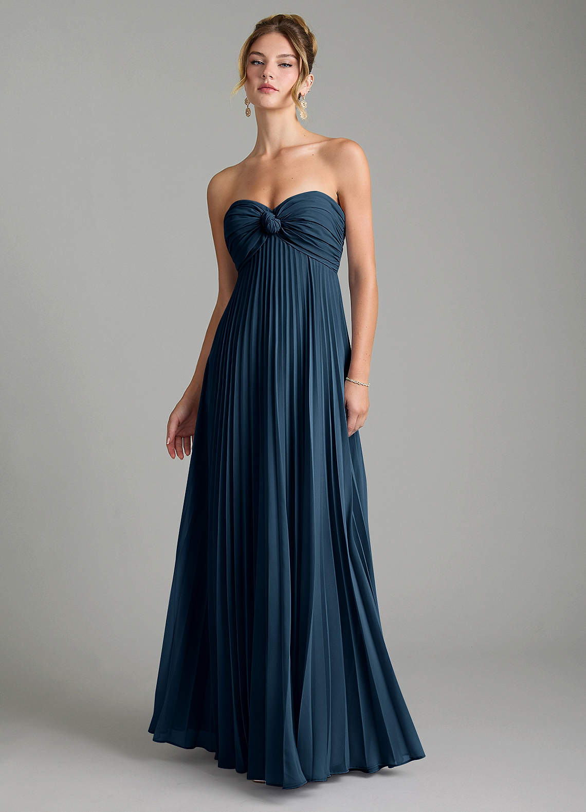 navy empire waist bridesmaid dress Azazie Strapless Floor-Length Chiffon Dresses 20 Bump-Friendly Maternity Bridesmaid length chiffon bridesmaid dress Color:Lipstick Fits true to size