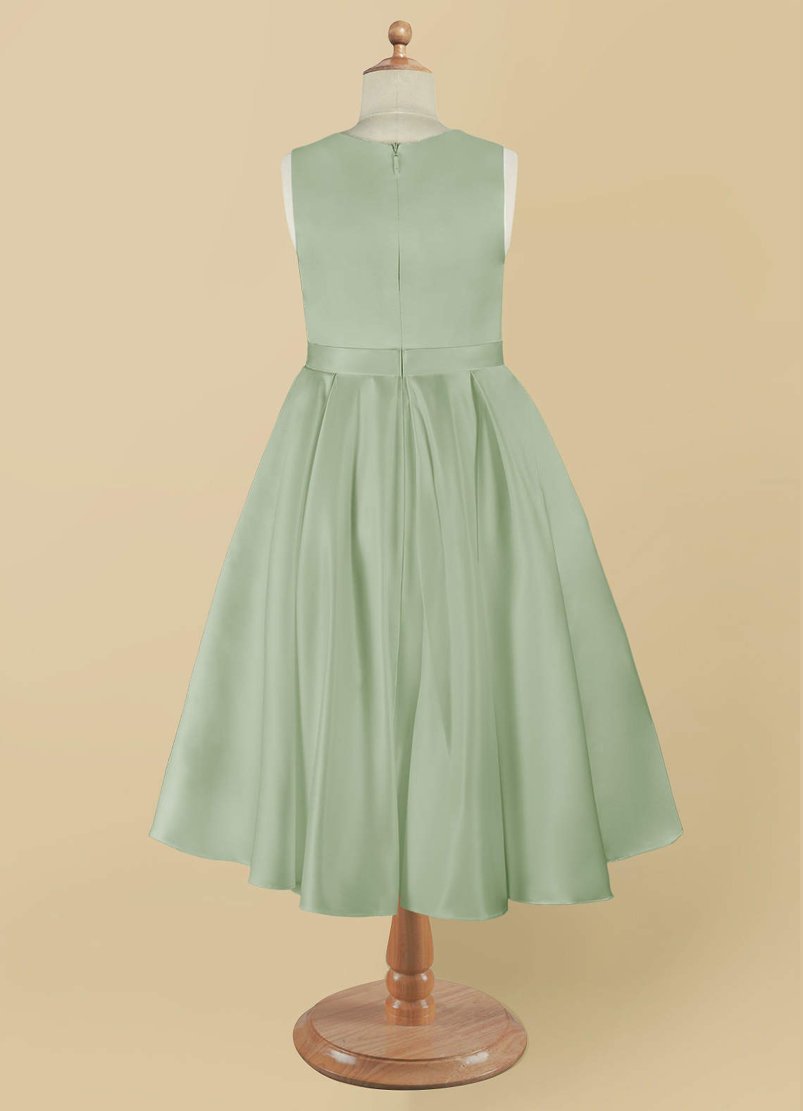 Azazie Coco Dusty Sage A-Line Bow Matte Satin Dress | Azazie