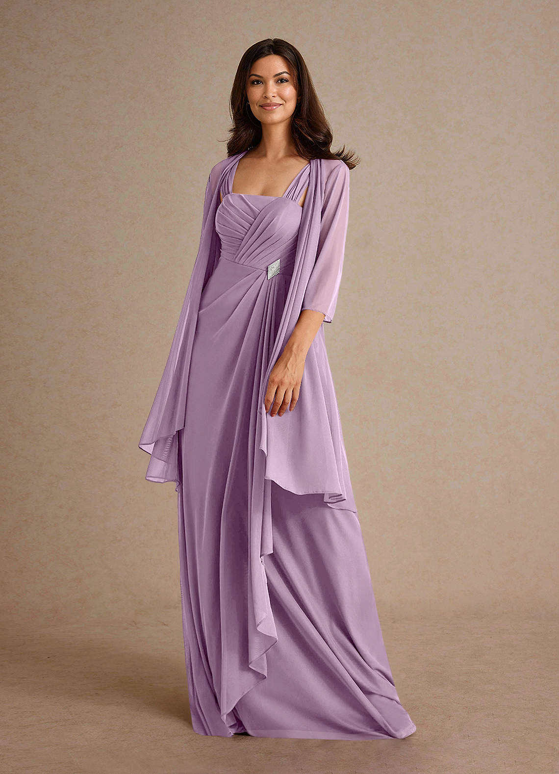 Azazie Clinton Mother of the Bride Dresses Wisteria A-Line Pleated Mesh Dress image1