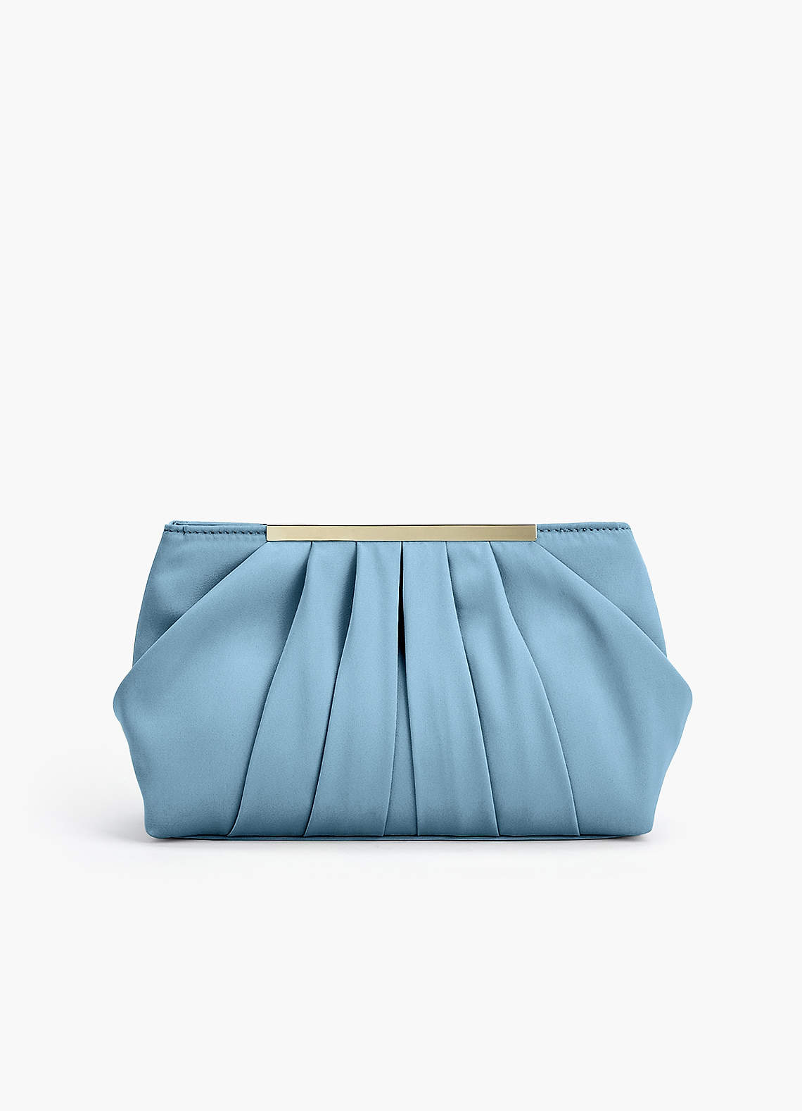 front Matching Color Stretch Satin Pleated Clutch