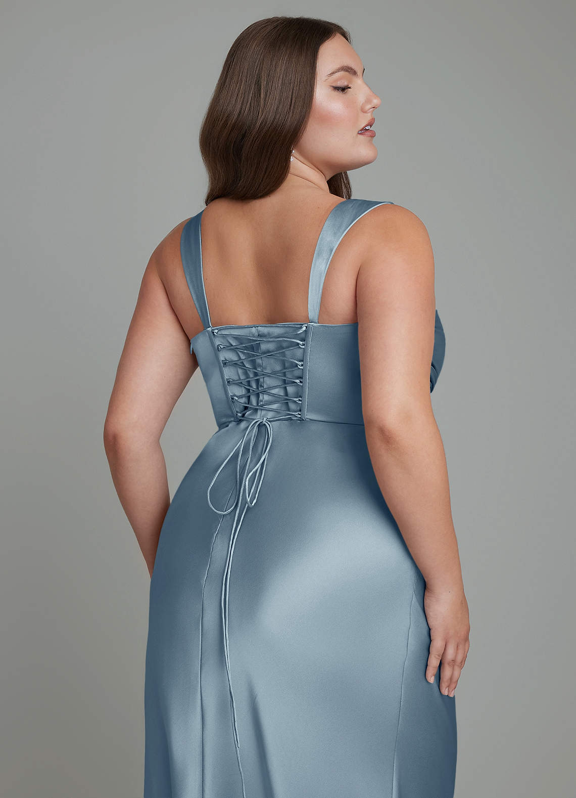 Azazie Agustina Bridesmaid Dresses Dusty Blue Mermaid Corset Stretch Satin Dress image12
